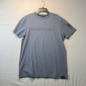 Kenneth Cole New York Mens Logo T Shirt Slate Blue Short Sleeve Stretch Tee